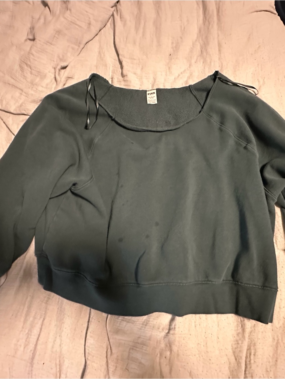 PINK Victoria's Secret Dark Green Scoop-Neck Pullover